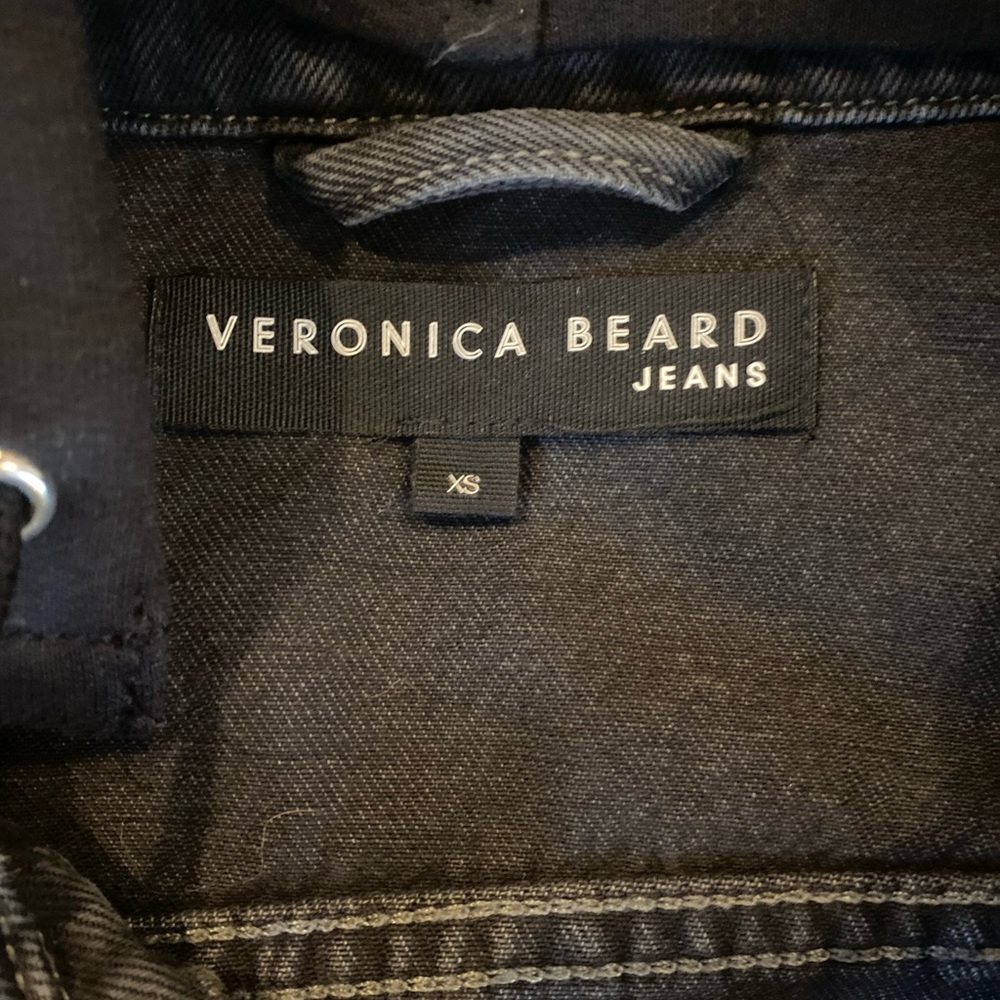 Veronica Beard black denim jacket with built-in hoodie